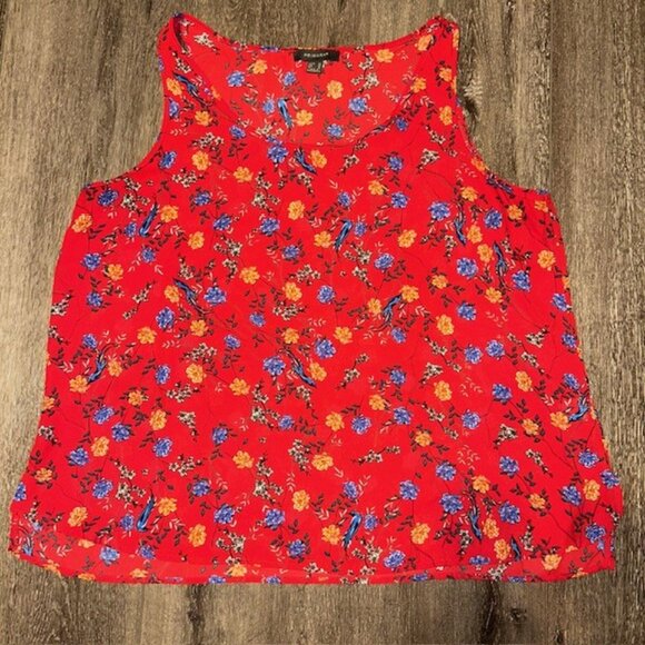 Primark Womens Red Floral Top Blouse Polyester Blend Tank Size 16 - Picture 1 of 3